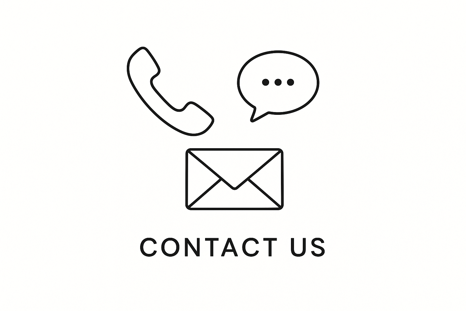 A contact us image that's minimalistic, black/white line art styled
